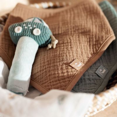 Lot de 2 bavoirs bandana gaze de coton Sea Green-Biscuit (Jollein) - Image 2