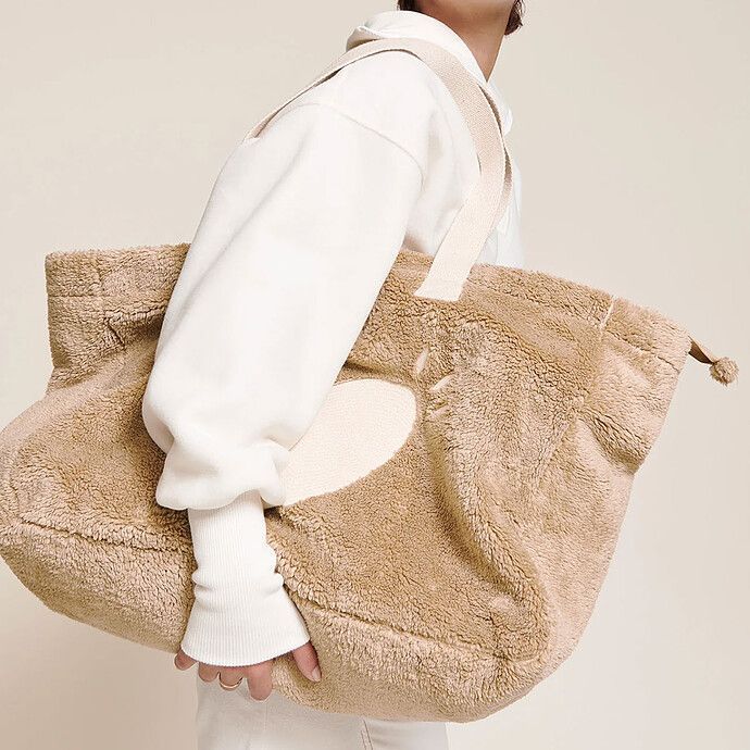 Cabas Coeur en Moumoute - Beige (émoi émoi) - Image 3
