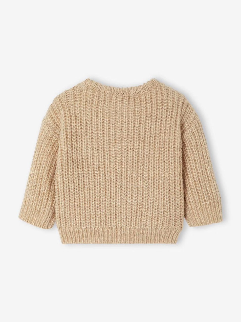 Gilet bébé en maille grosse jauge beige chiné (Vertbaudet) - Image 1