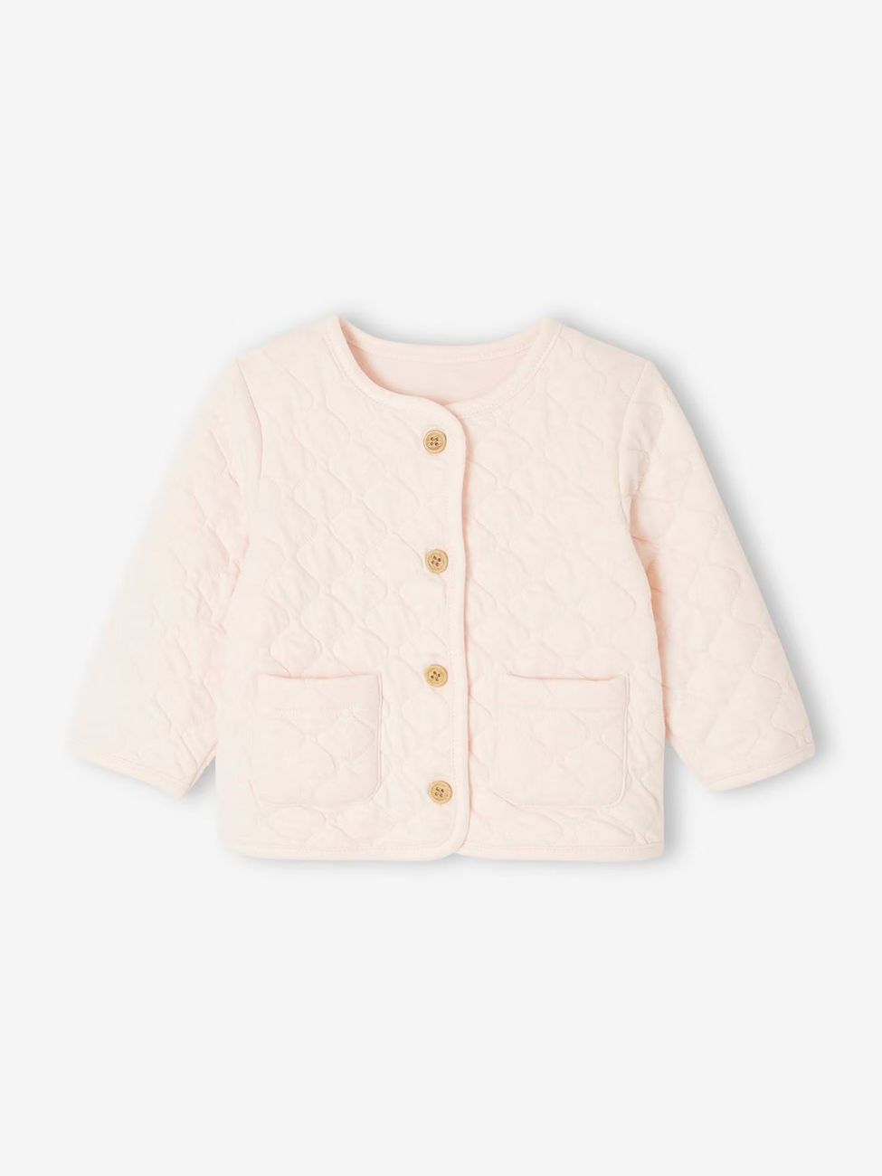 Gilet bébé matelassé en gaze de coton double face rose pâle (Vertbaudet) - Image 1
