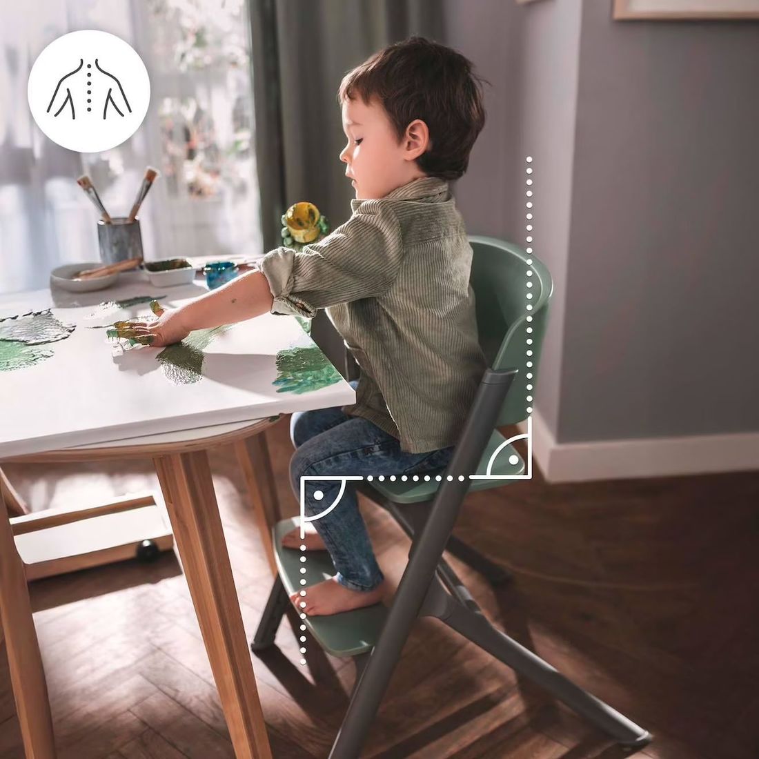 Chaise Haute Évolutive Kinderkraft Livy 4 En 1 Avec Transat Bébé, Assise Réglable, Repose-pieds Ajustable Et Charge 110 Kg Gris (Kinderkraft) - Image 3