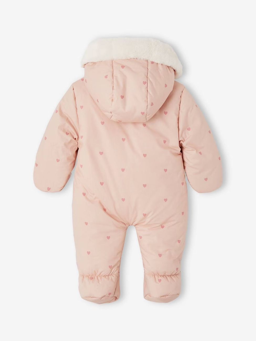 Combipilote bébé imprimée coeurs doublée fausse fourrure vieux rose (Vertbaudet) - Image 1