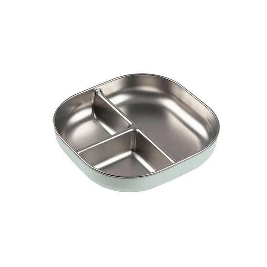 Assiette compartimentée en inox micro-ondable (Béaba) - Couverture