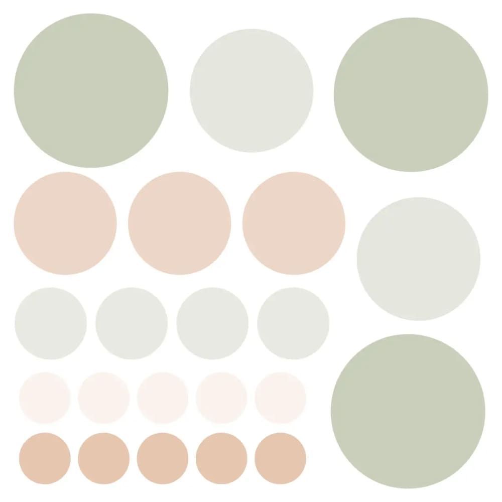 Stickers mureaux en vinyle rondes mix vert et beige (Decochic) - Image 1