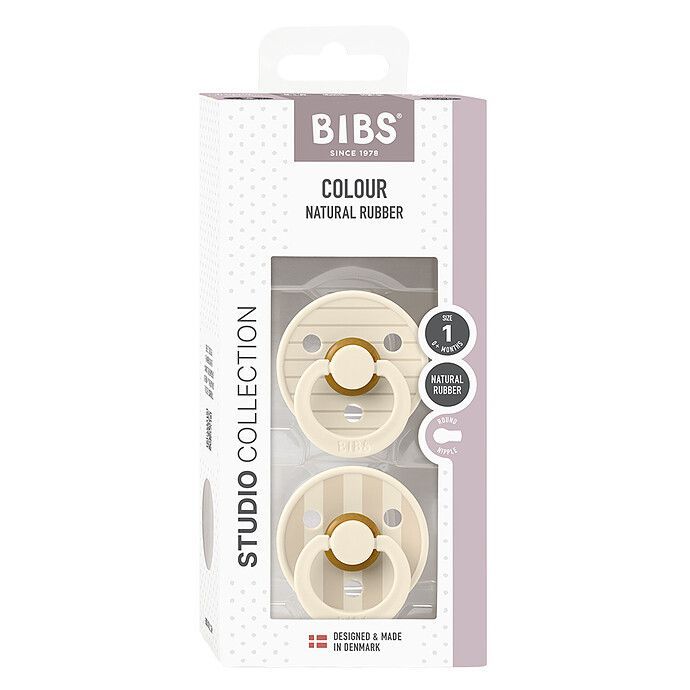 Lot de 2 Sucettes Rondes Bibs Studio Pin Ivory Vanilla Mix - 0/6 Mois (Bibs) - Image 1