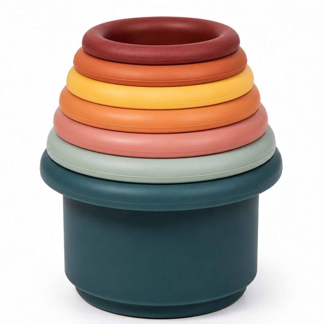 Gobelets Empilables En Silicone Bébé Jeu D'éveil Et De Bain Terracotta (Bo Jungle) - Image 2