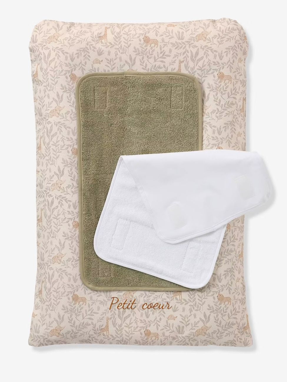 Matelas à langer + 2 tapis de change BABYLON personnalisable beige imprimé (Vertbaudet) - Couverture