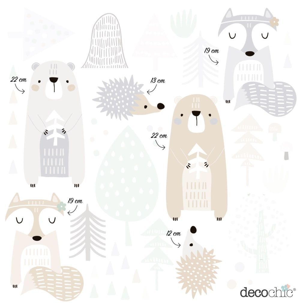 Stickers mureaux en vinyle animaux de la forêt verte (Decochic) - Image 2