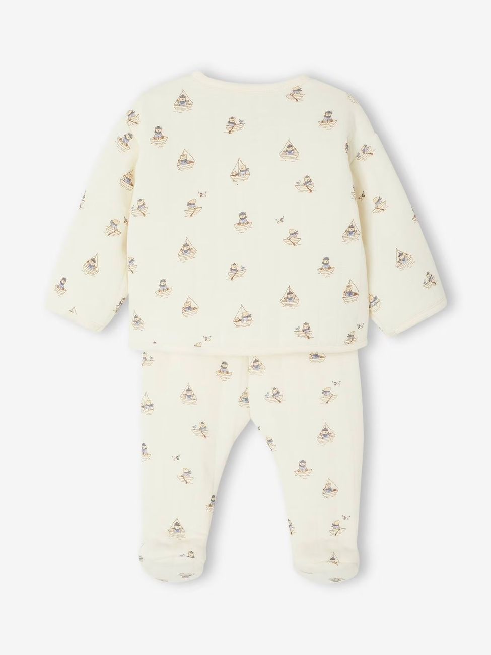 Ensemble matelassé gilet + pantalon à pieds entièrement imprimé écru (Vertbaudet) - Image 2