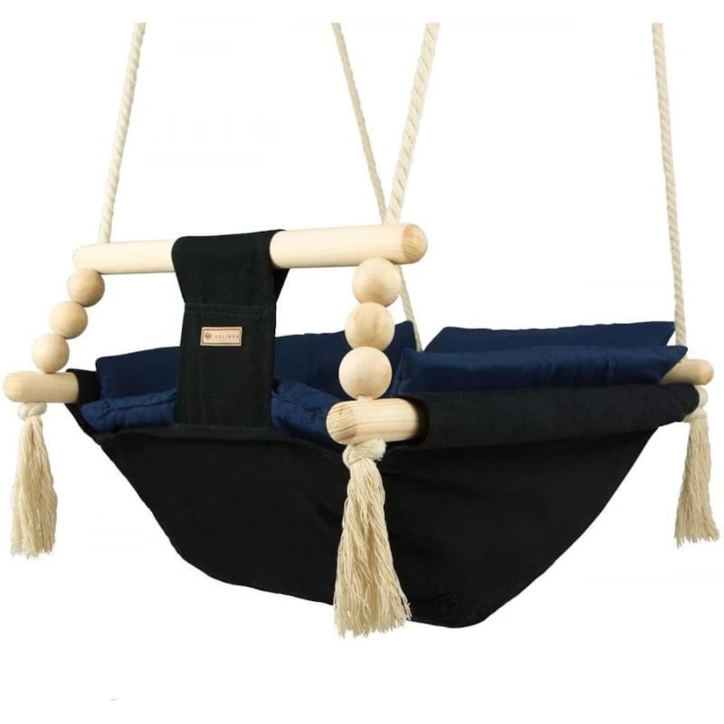 Bascule pour bébé noir, bleu marine (Velinda) - Couverture