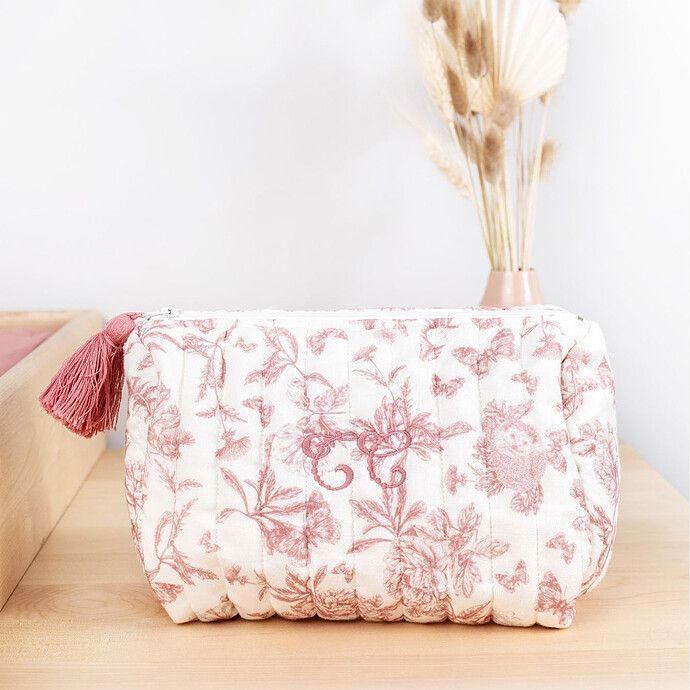 Trousse de Toilette - Toile de Jouy Rose (Tartine et Chocolat) - Image 1