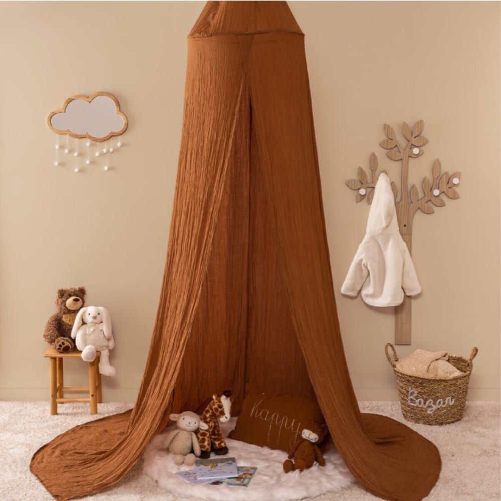 Ciel de lit en double gaze de coton terracotta 250x340 cm (Home Maison) - Couverture