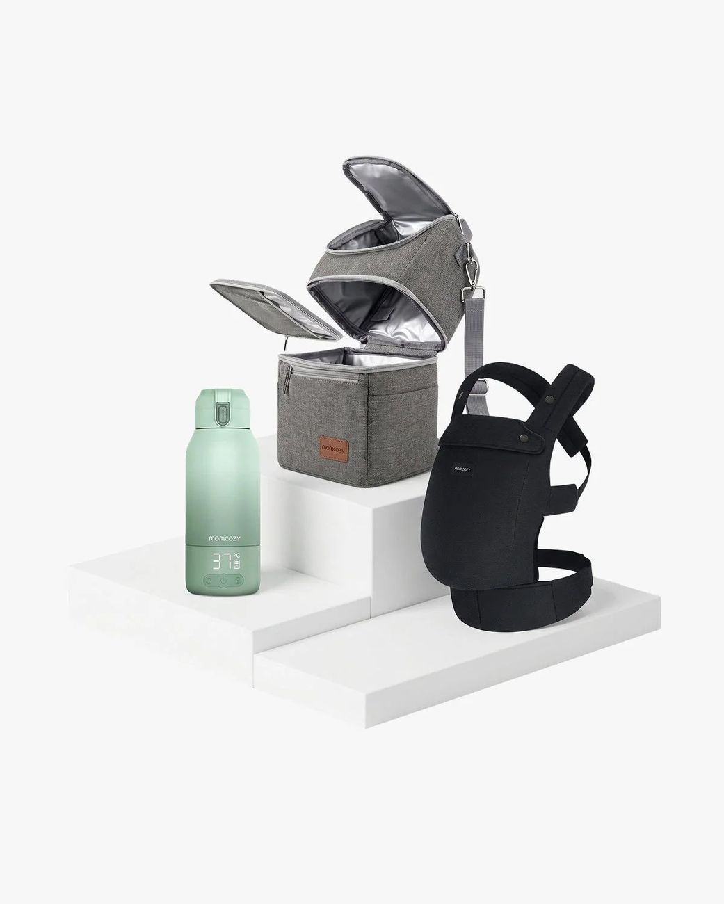 Pack Déplacements : Porte-bébé PureHug + Sac isotherme pour lait maternel + Chauffe-biberon (Momcozy) - Image 1