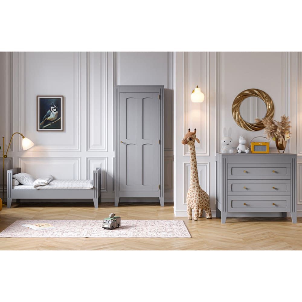 Commode 3 tiroirs milenne panneaux mélaminés gris (Vox) - Image 3
