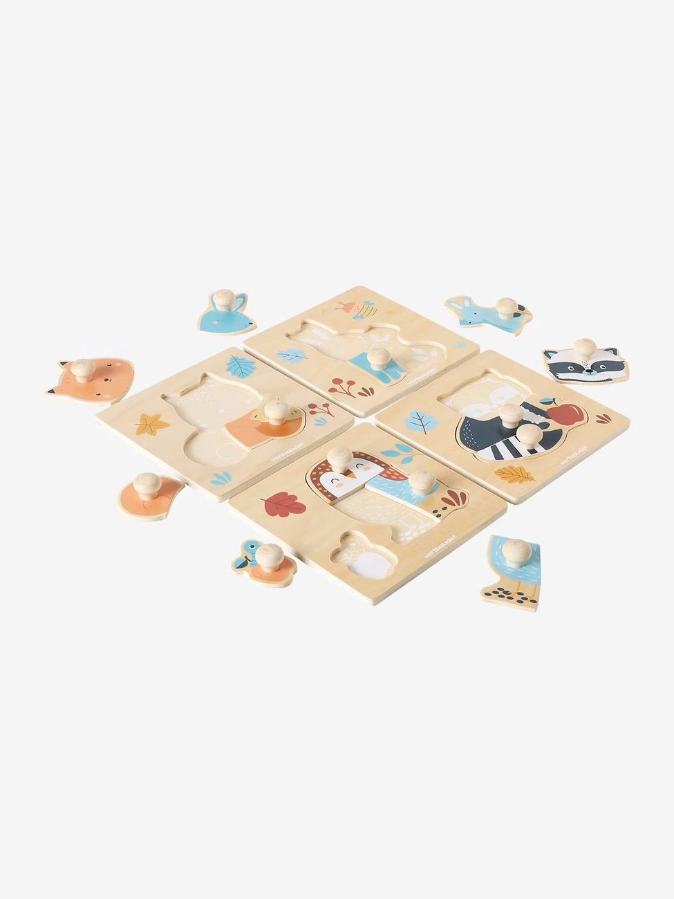 Lot de 4 puzzles boutons LES AMIS DE LA FORÊT en bois FSC® bois (Vertbaudet) - Image 2