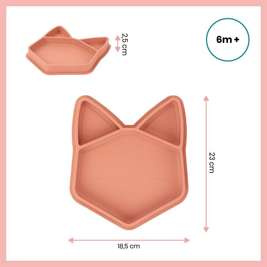 Assiette compartimentée en silicone ISY PLATE - Renard - Terracotta (Babymoov) - Image 5