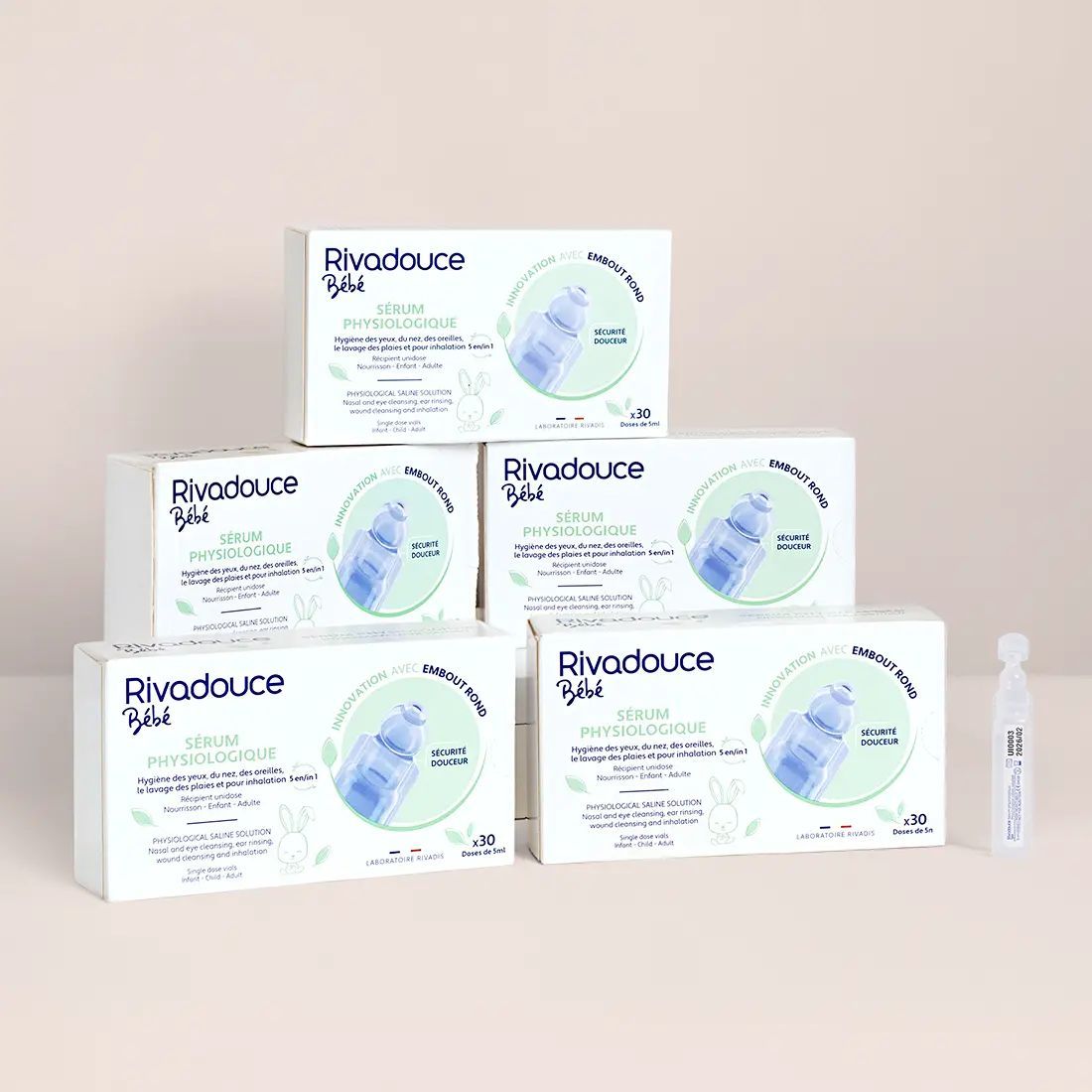 Lot De 5 Boîtes De Sérum Physiologique - Soin - Peaux sensibles - 100% d'ingrédients naturels - Rivadouce (rivadouce) - Couverture