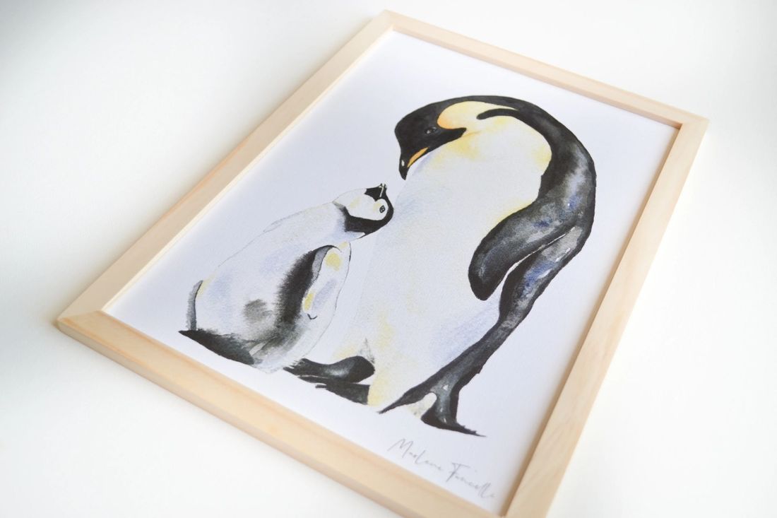 Affiche famille pingouin aquarelle pour chambre bébé et enfant (Les Aquarelles de Marlène) - Image 6