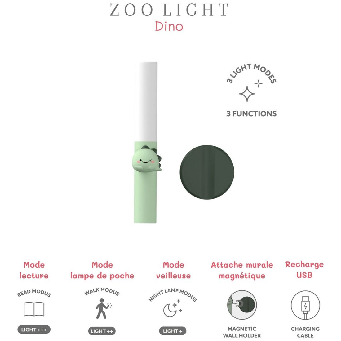 Lampe nomade 3 en 1 Zoo Light Dino (The Zoofamily) - Image 8