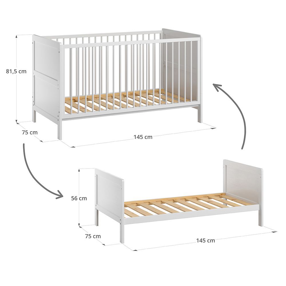 Petite Amélie Lit bébé évolutif 3 en 1 Évolutif 0-4 ans Blanc 70x140 cm (Petite Amélie) - Image 5