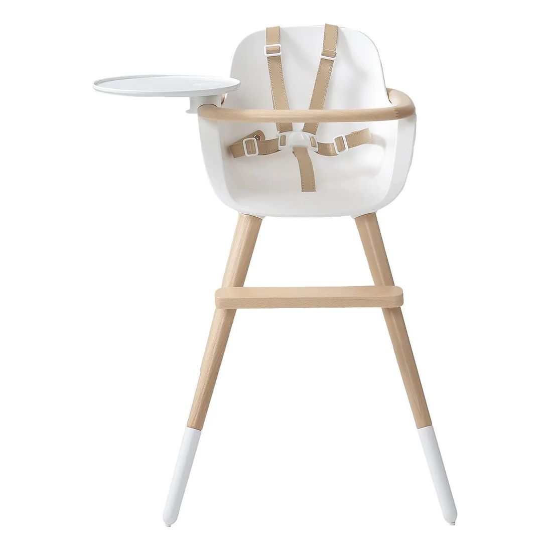 Micuna - Chaise haute OVO LUXE ONE harnais en simili cuir beige (Micuna) - Image 1