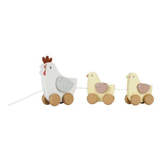 Jouet à tirer poule en bois FSC (Little Dutch) - Image 1