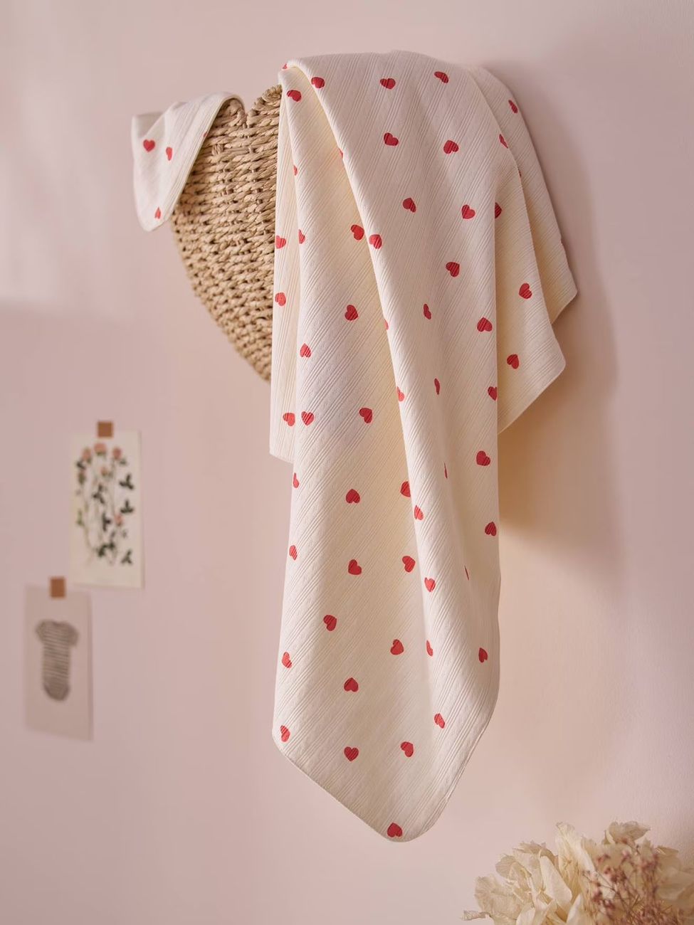 Plaid MON CŒUR rose imprimé (Vertbaudet) - Image 1