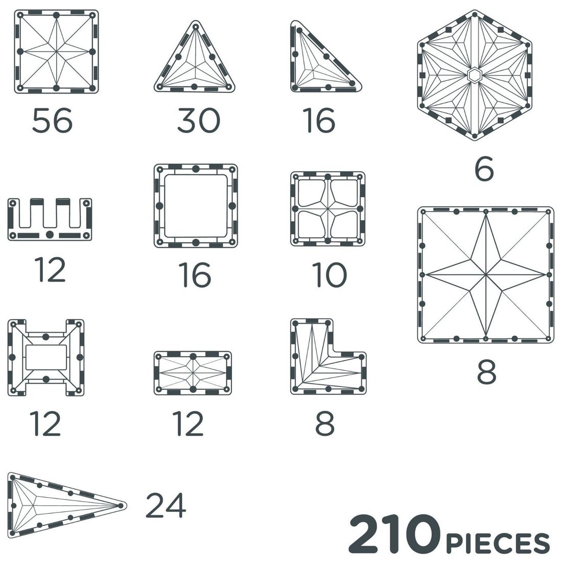 Mega kit de construction magnétique Creative Pastel (210 pièces) (Cleverclixx) - Image 9