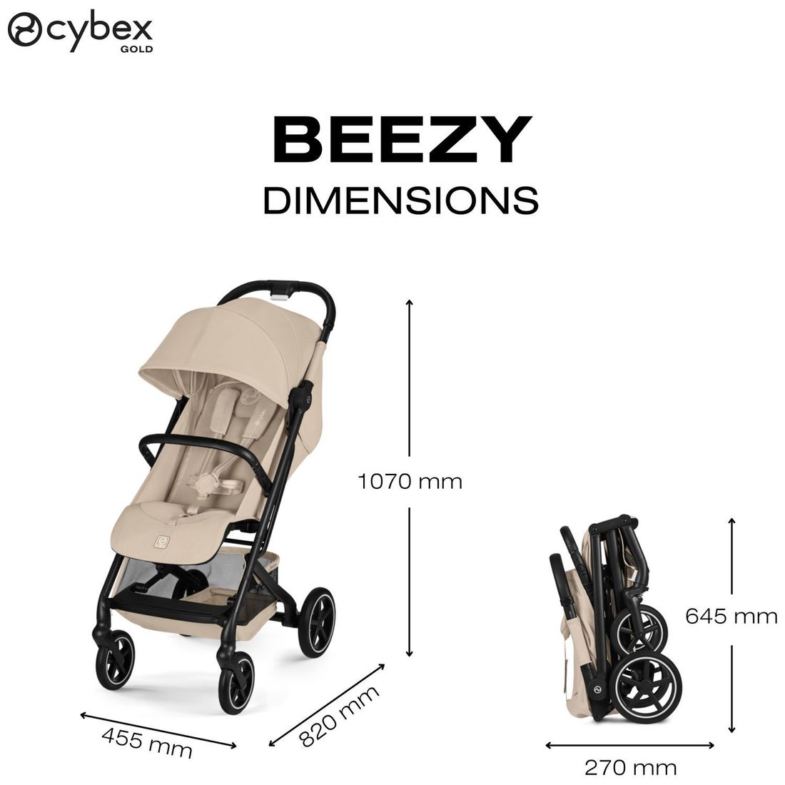 Poussette Compacte et Citadine Beezy 2026 Châssis Noir Almond Beige (Cybex) - Image 5