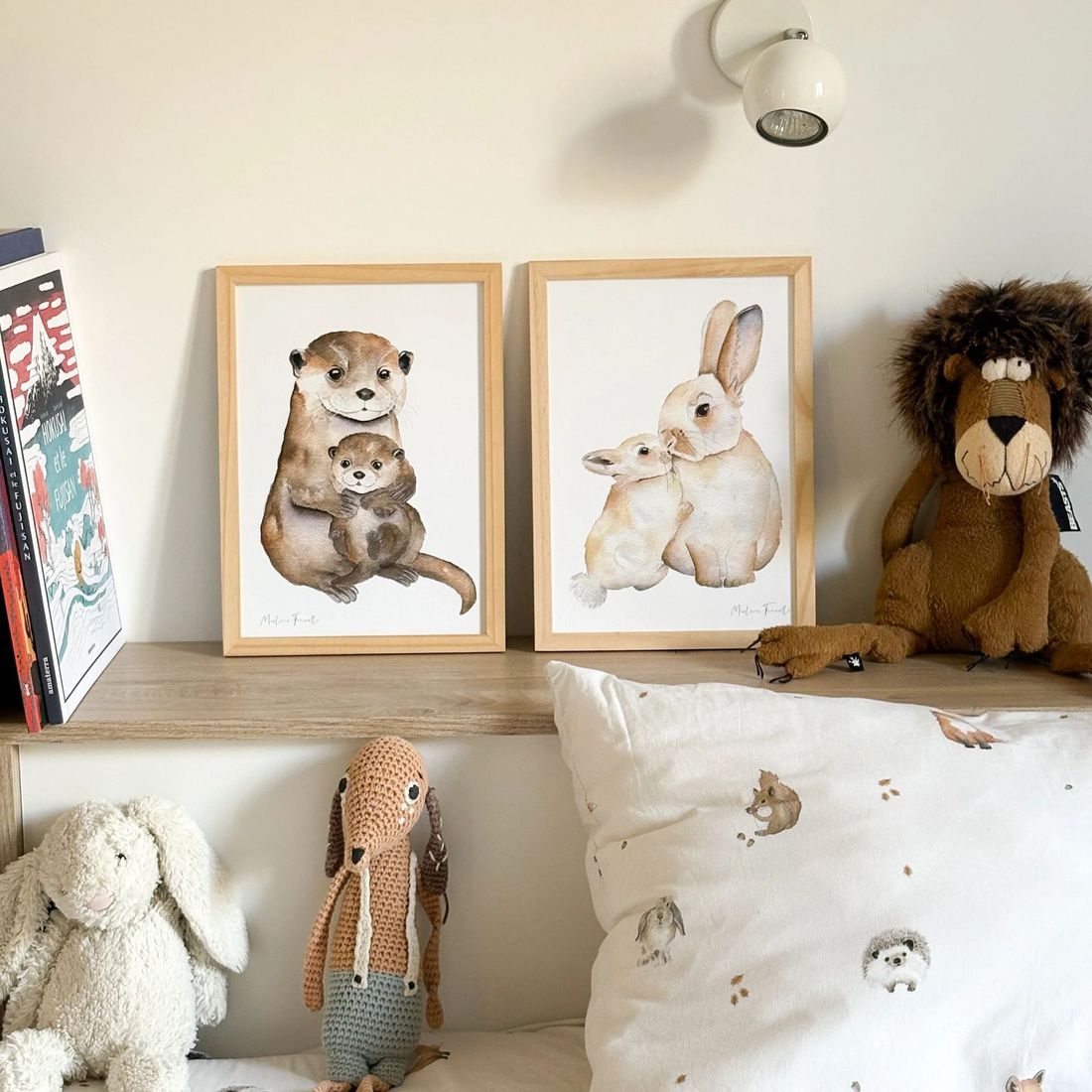 Affiche famille loutre aquarelle – Poster animal pour chambre bébé et enfant (Les Aquarelles de Marlène) - Image 2
