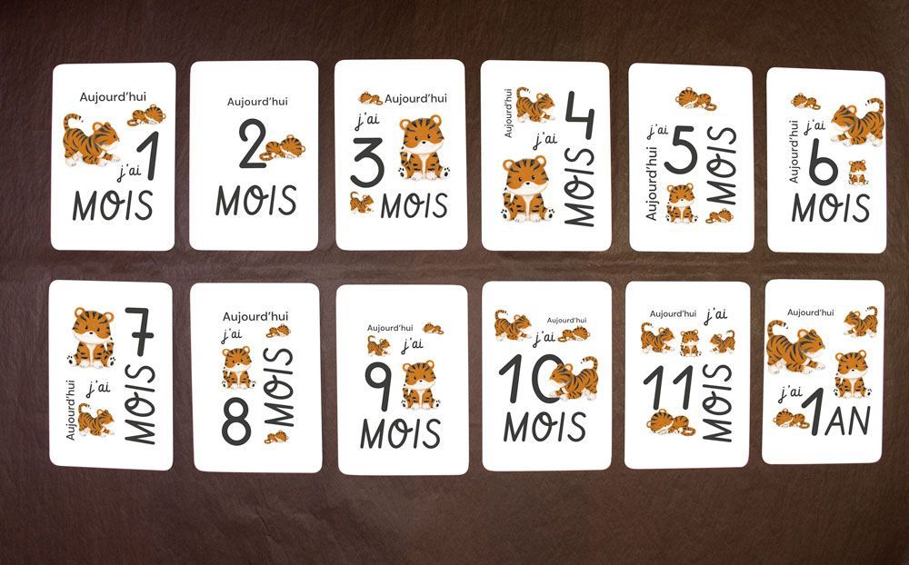 Cartes étapes bébé Tigre (Le Faire-Part Français) - Image 1