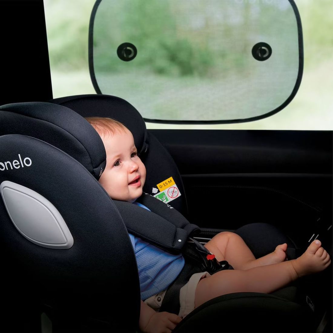 Lot De 2 Pare-soleil Universels Sunshade Pour Vitres De Voiture Avec Ventouses Et Sac De Rangement Black (Lionelo) - Image 1