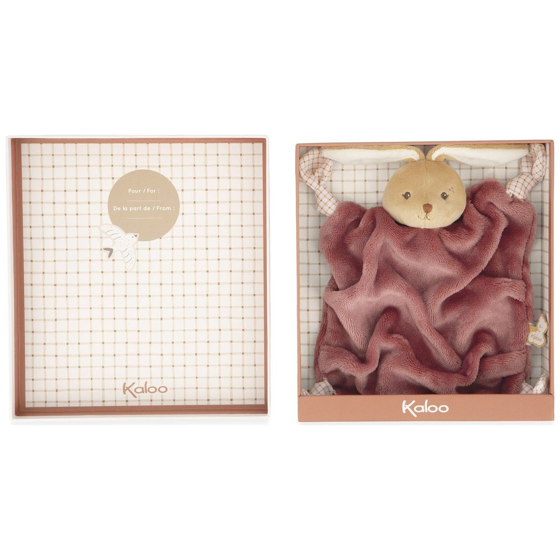 Doudou plat Lapin bordeaux (Kaloo) - Image 9