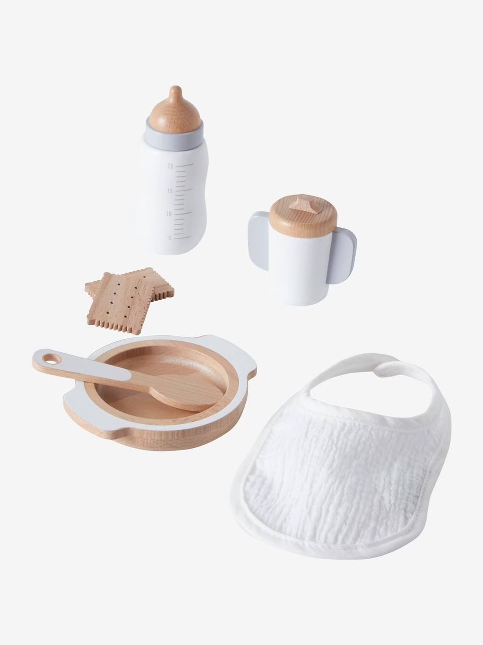 Set accessoires repas poupon en bois FSC® blanc (Vertbaudet) - Image 1