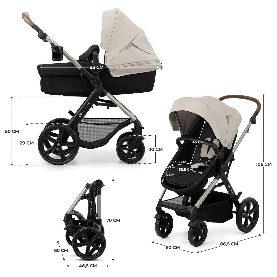 Poussette multifonctionnelle 4en1 MOOV 2 gris (Kinderkraft) - Image 13