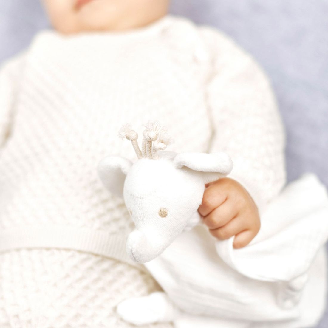 Doudou plat en coton bio éléphant (30 x 30 cm) (Tartine et Chocolat) - Image 1