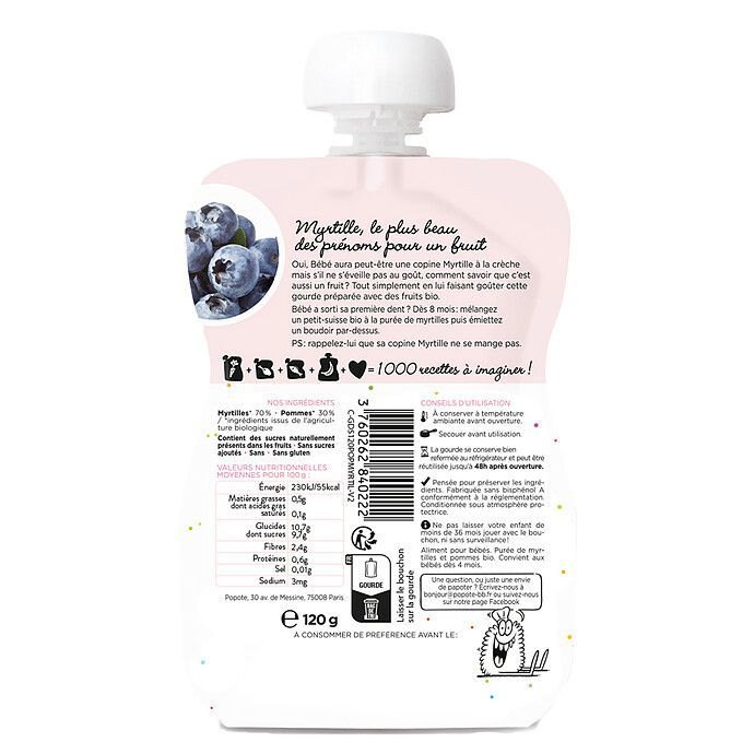 Gourde Repas Bio Myrtilles - 120 g (Popote) - Image 3