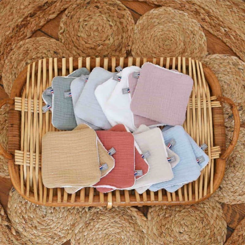 8 lingettes lavables bambou coton jeanne (Sevira Kids) - Image 2