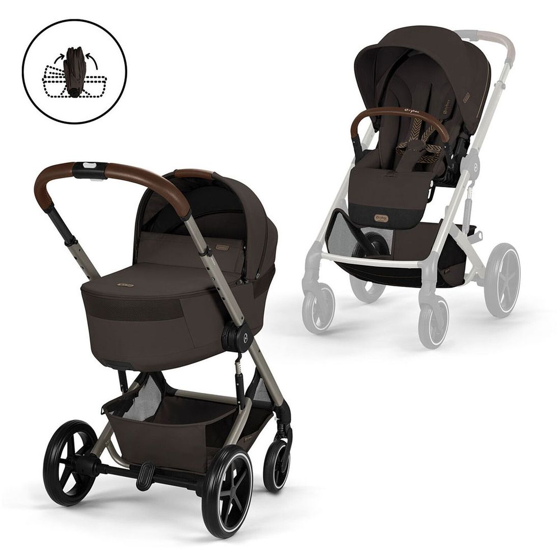Pack Poussette Balios S Lux 2026 + Nacelle Pliable - Chocolate Brown (Cybex) - Couverture