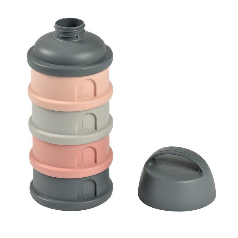 Boîte doseuse de lait 4 compartiments empilables Gris/Rose (Béaba) - Image 3