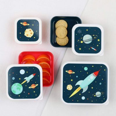 Lot de 4 boîtes à goûter Espace (A Little Lovely Company) - Image 3