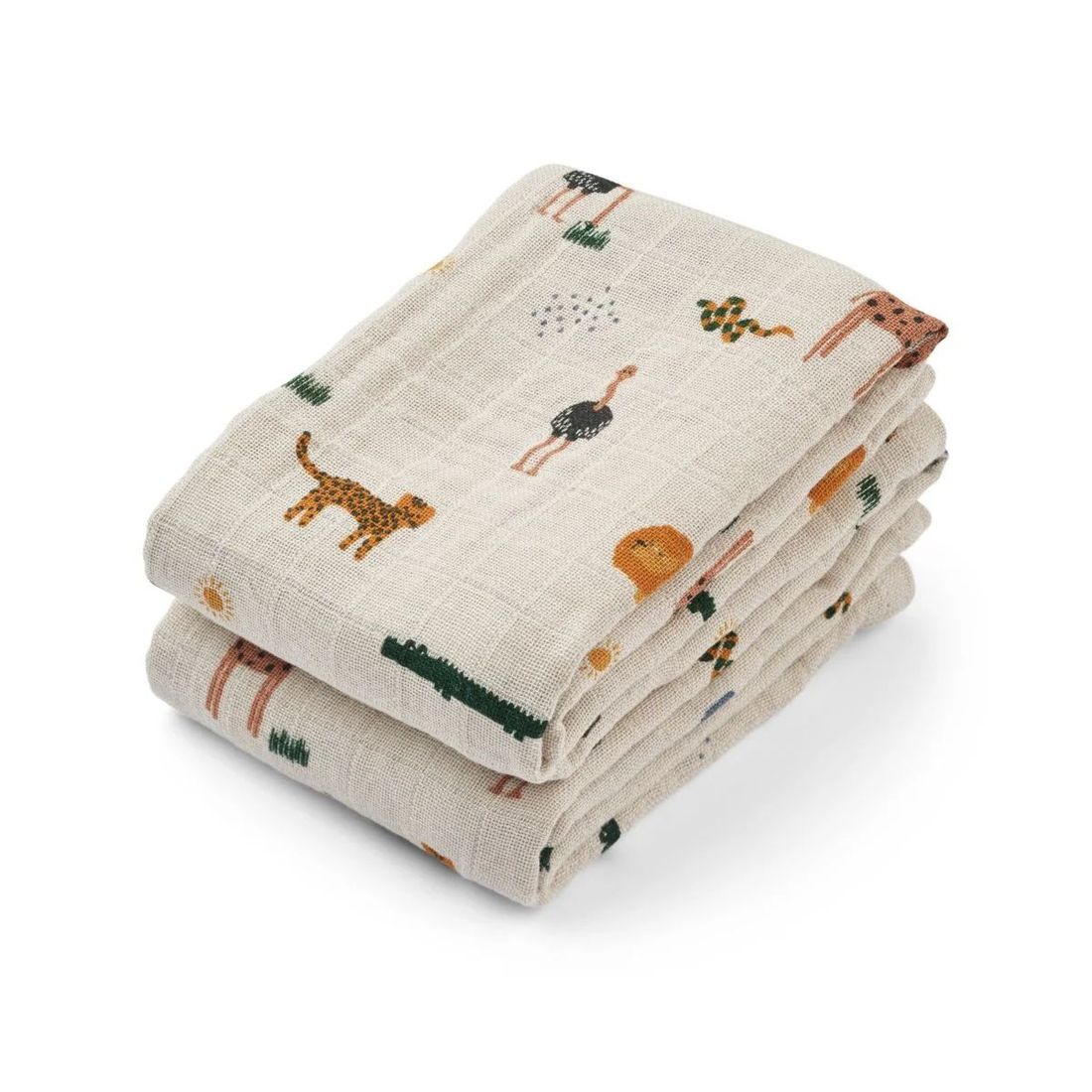 Lot de 2 langes en mousseline Lewis - Safari sandy mix (Liewood) - Couverture