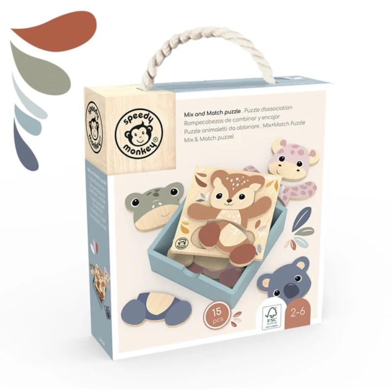 Puzzle aniamux a habiller 15 pcs (Speedy Monkey) - Image 1