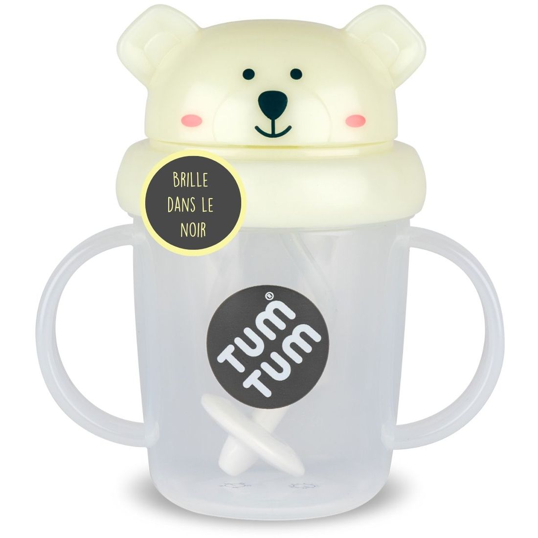 Tasse antifuite avec paille lestée Ours phosphorescente (200 ml) (Tum Tum) - Couverture