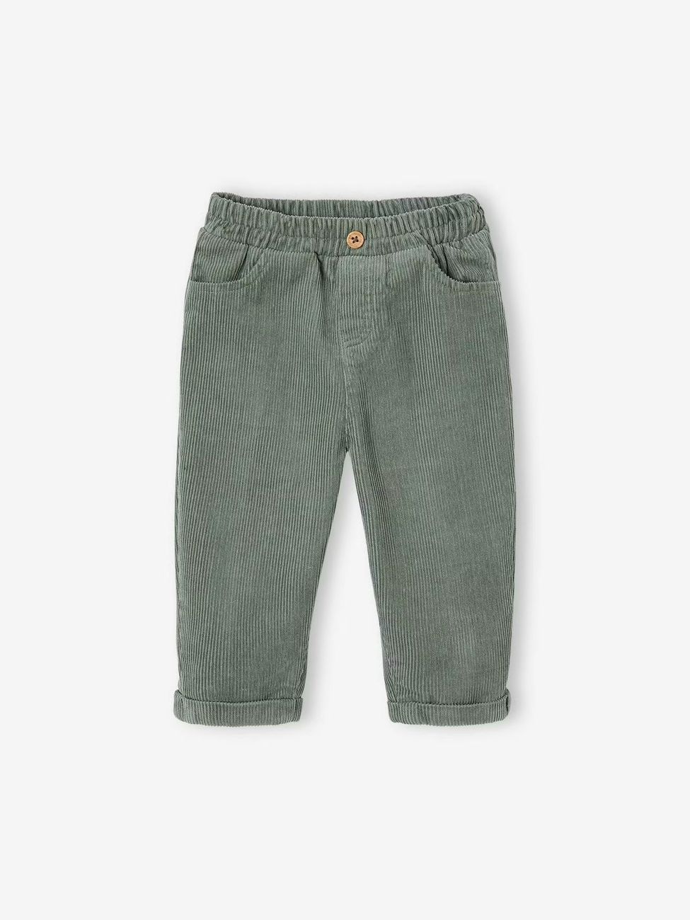 Pantalon bébé en velours côtelé lichen (Vertbaudet) - Couverture