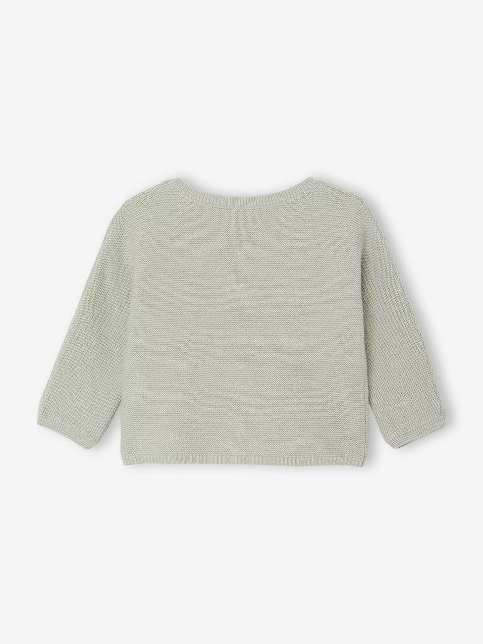 Brassière bébé naissance tricot point mousse coton et laine vert sauge (Vertbaudet) - Image 1