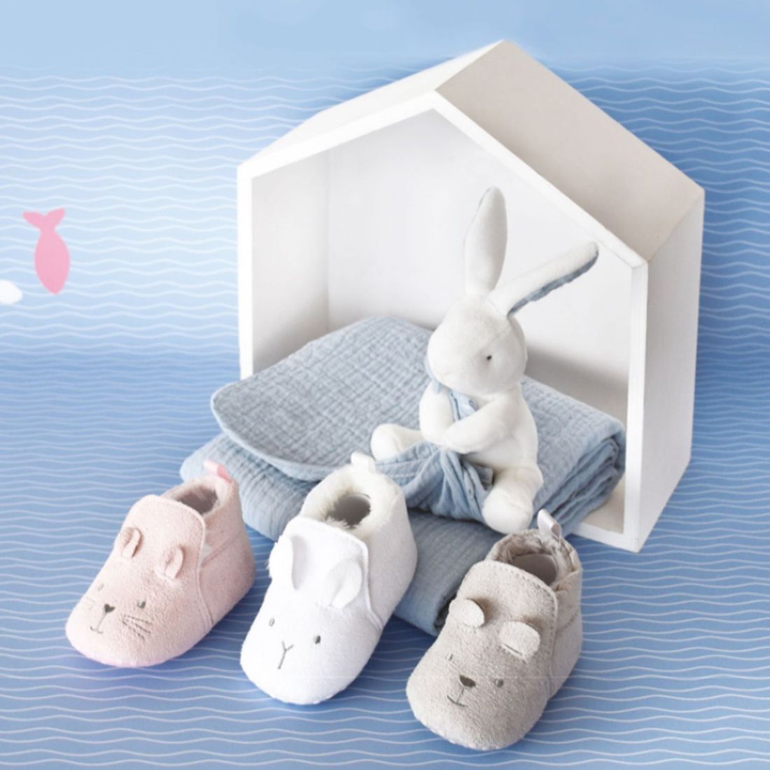Chaussons gris (0-6 mois) (Doudou Et Compagnie) - Image 1
