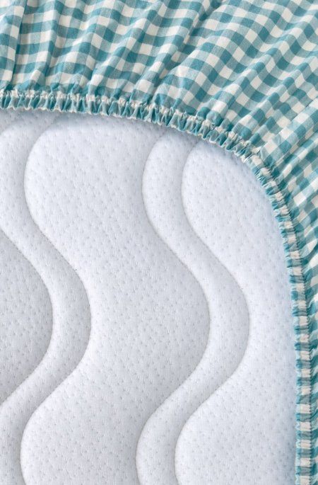 Drap housse bébé Percale Coton Bio Vichy Vichy Azur Percale c (Kadolis) - Image 3