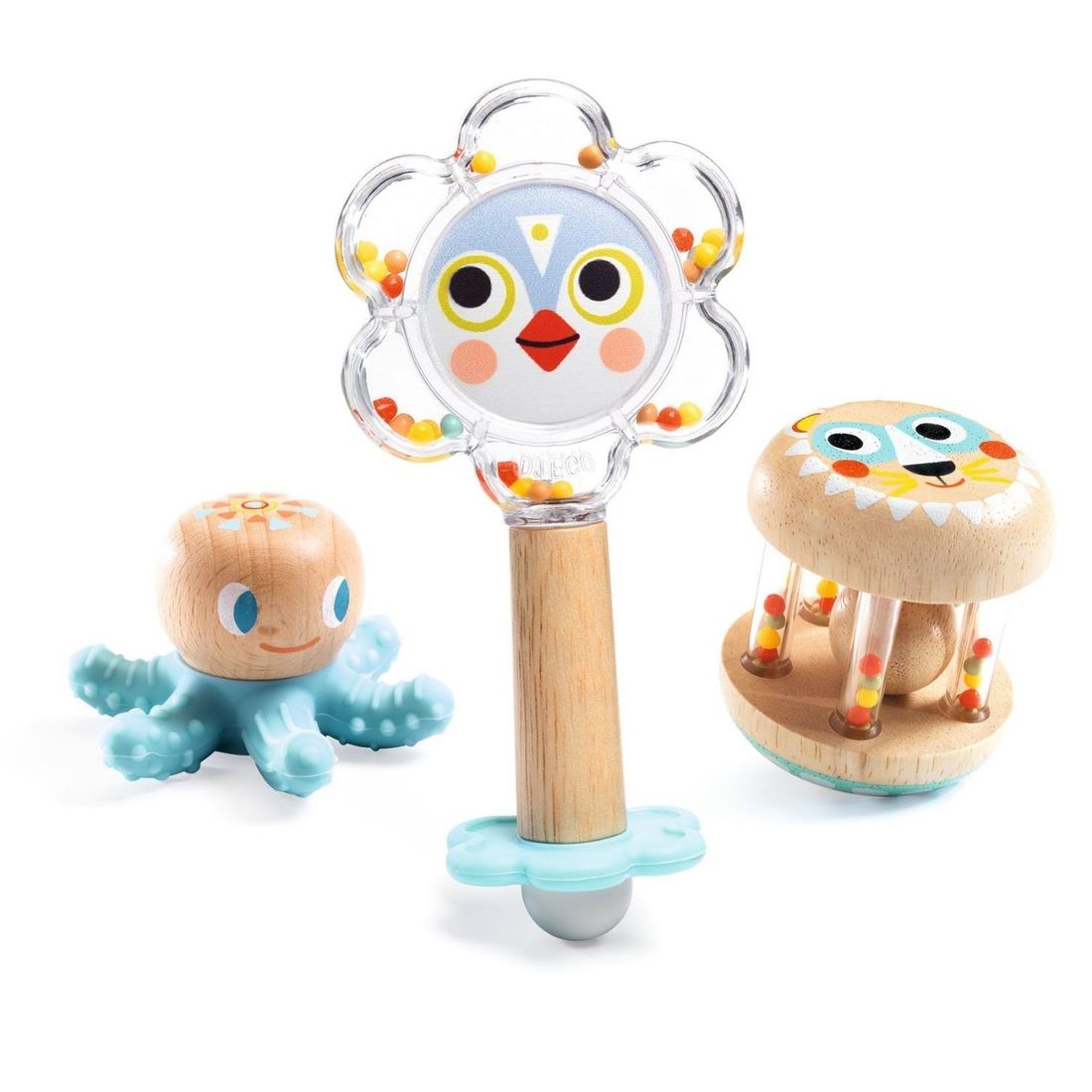 Coffret cadeau 3 jouets d'activités Baby Blanc Kit (Djeco) - Couverture