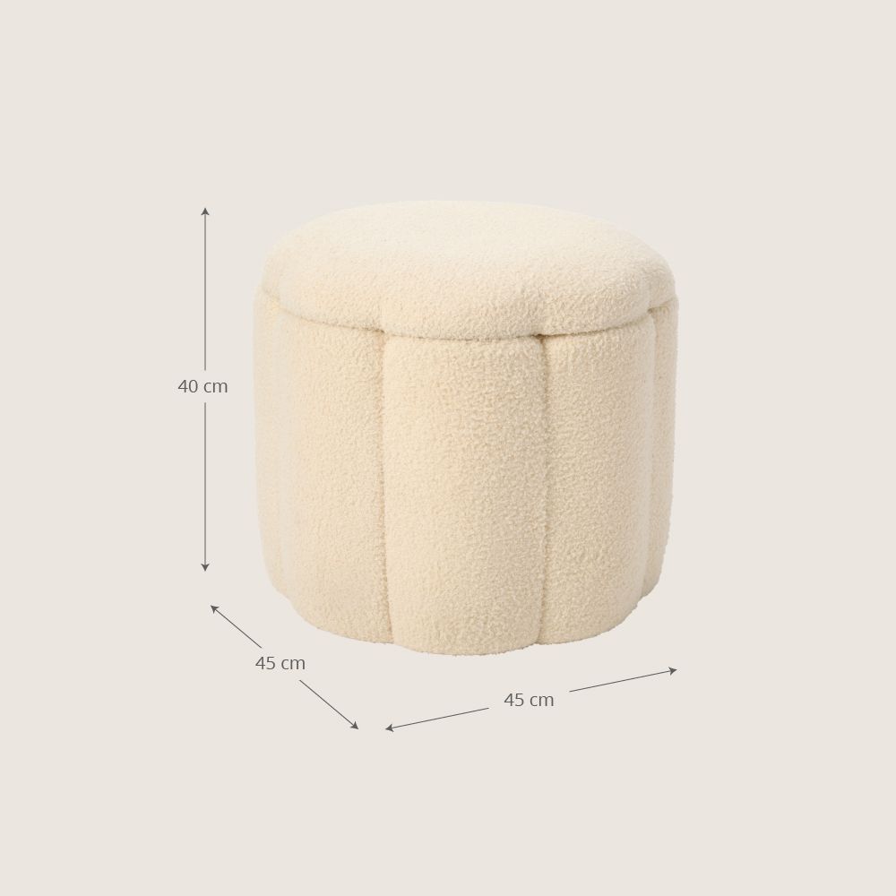 Petite Amélie | Pouf de rangement Fleur XL | Beige | Pouf coffre polyvalent et design pour le salon ou la chambre avec un format généreux (Petite Amélie) - Image 3